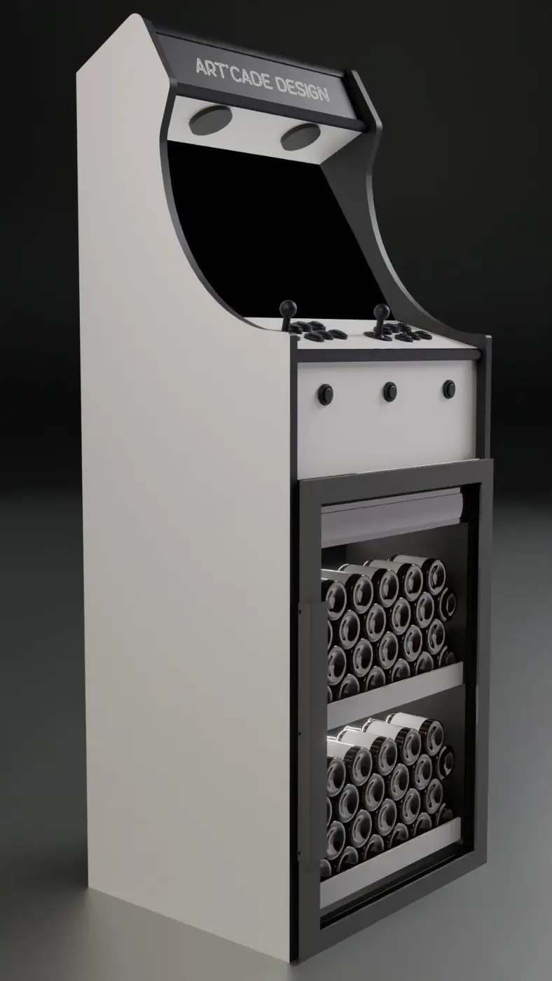 Borne arcade Combi avec cave à vins 38 bouteilles intégrée — Art'cade Design Nice