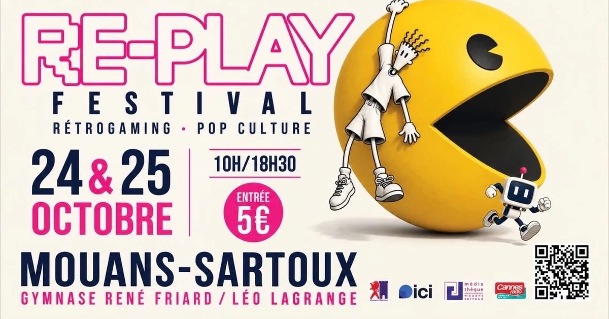 Affiche du Re-Play Festival 2026 avec Pac-Man
