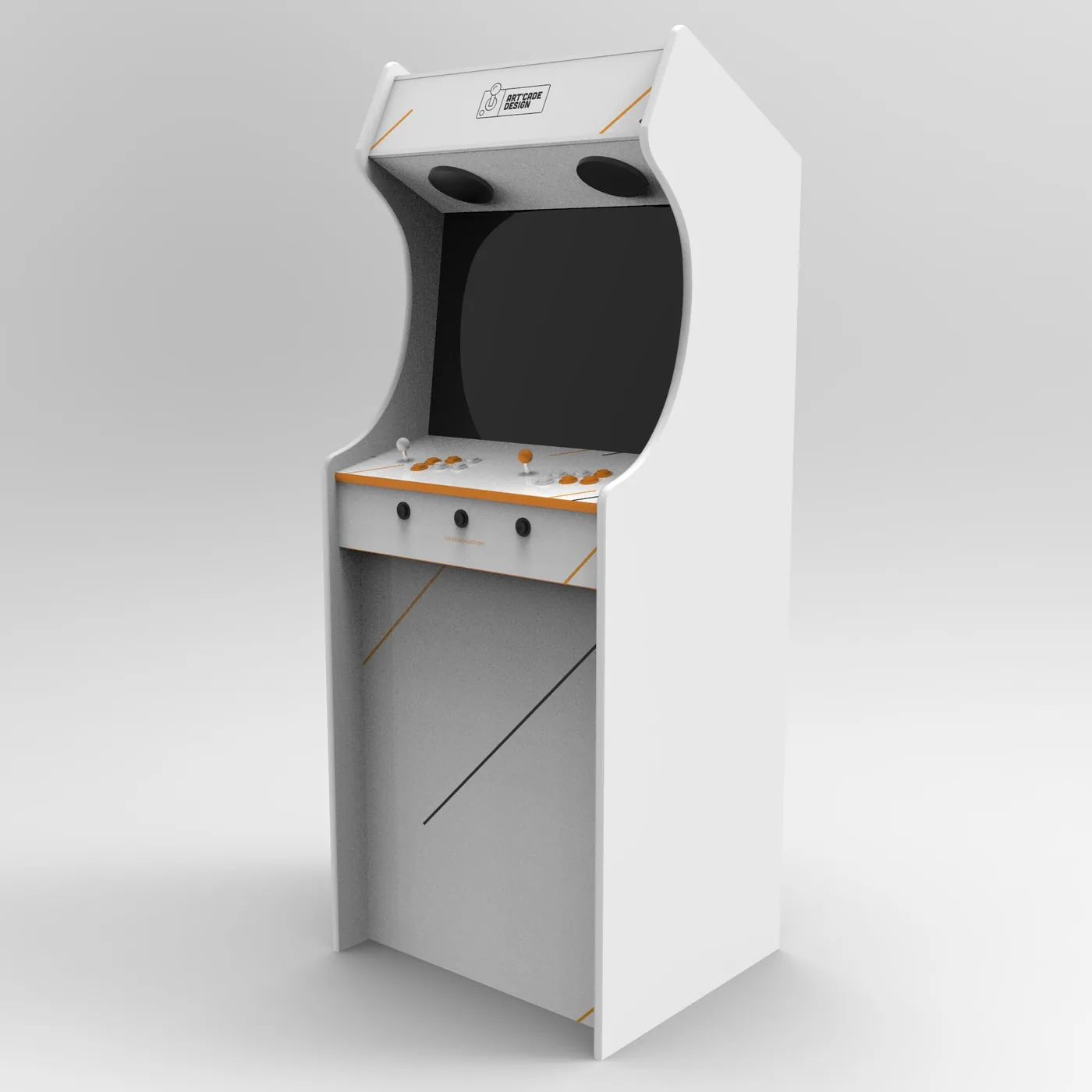Visuel 3D d'une borne arcade XL unie sans personnalisation, vue de trois quarts — Art'cade Design Nice