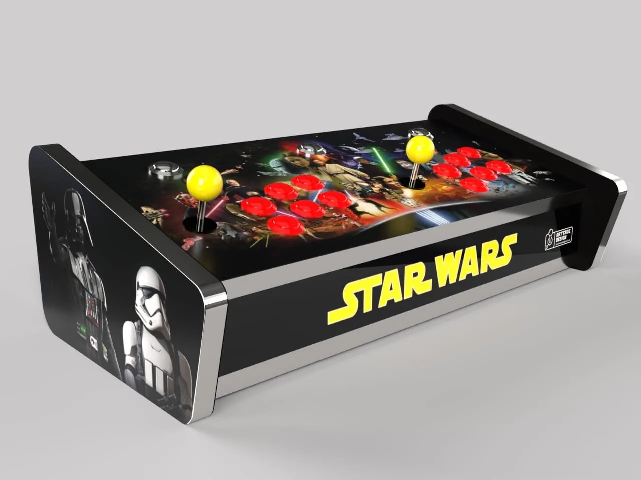 Visuel 3D d'une console de jeux d'arcade sur le thème Star Wars — Art'cade Design Nice