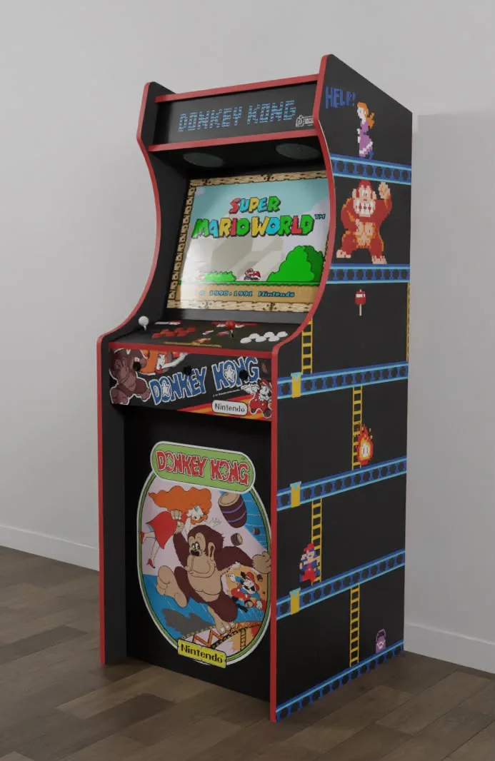 Borne d'arcade XL sur mesure Donkey Kong, habillage pixel-art — Art'cade Design Nice