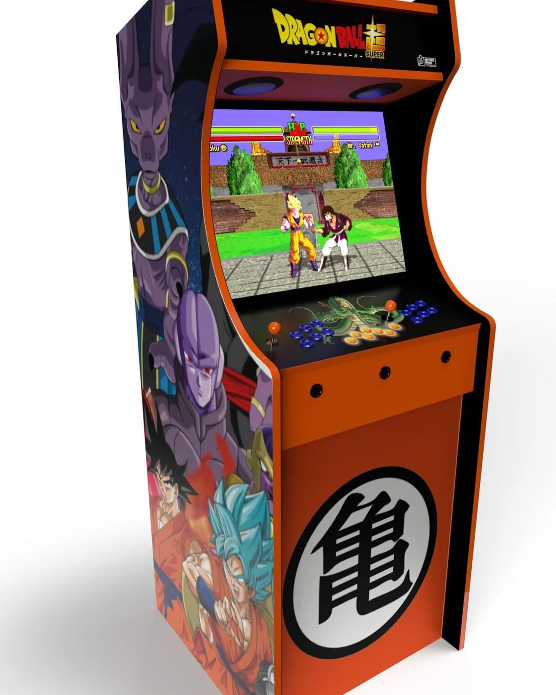 Borne d'arcade Classic sur mesure Dragon Ball, habillage orange Brothers in Arms — Art'cade Design Nice