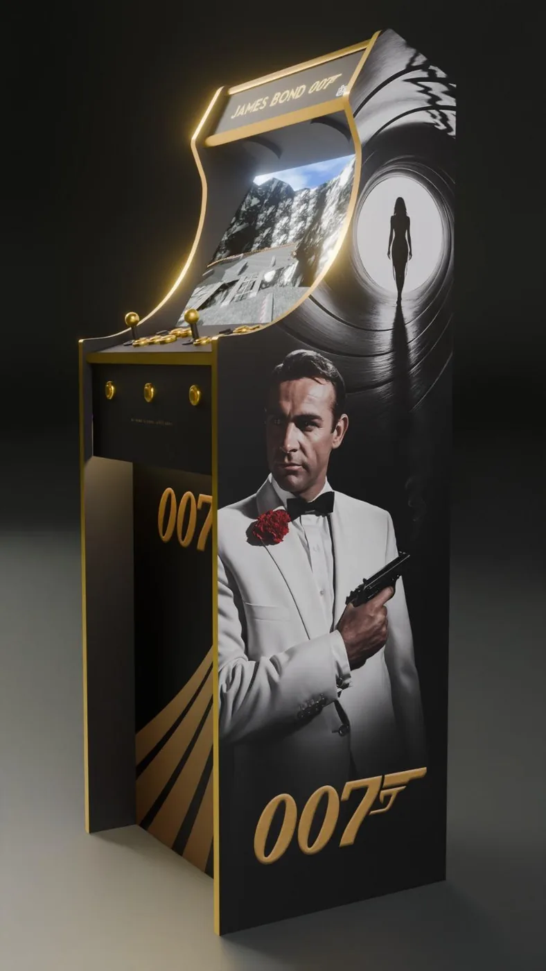 Visuel 3D du projet de borne arcade James Bond avant fabrication — Art'cade Design Nice