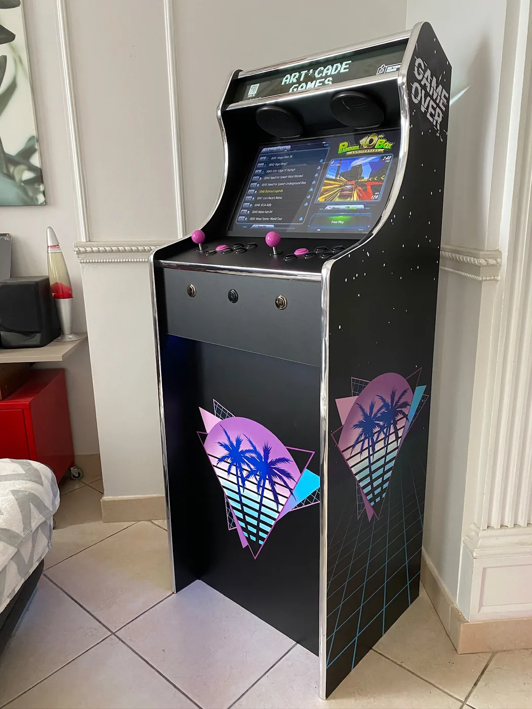 Borne arcade locative Miami vue de trois quarts — Art'cade Design Nice