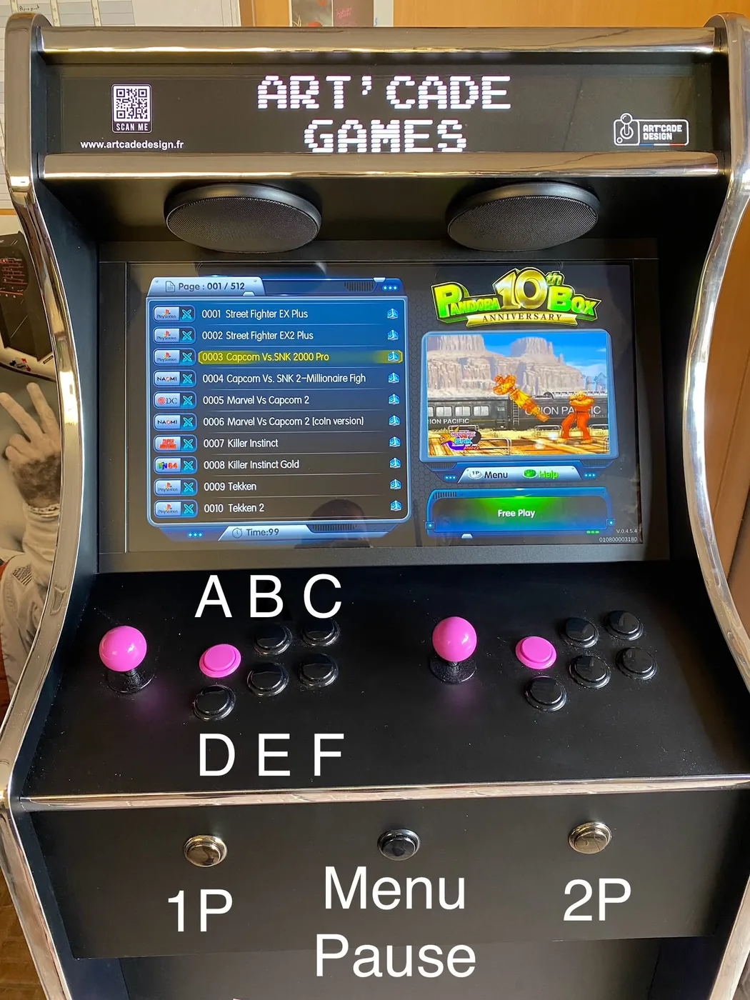 Panneau de contrôle Art'cade Games à deux joueurs de la borne locative — Art'cade Design Nice
