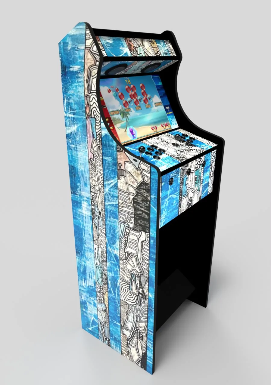 Borne arcade Classic habillée d'une toile bleue de Gregory Berben — Art'cade Design Signature