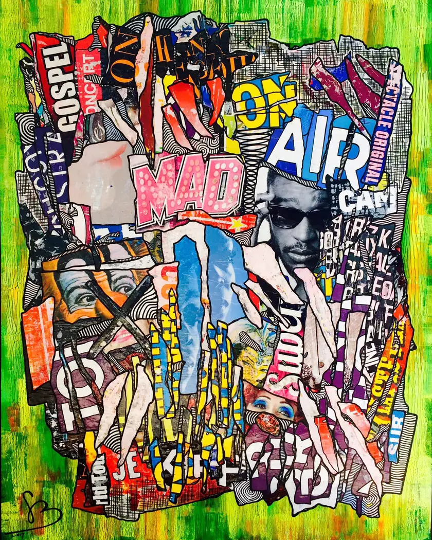 Toile originale de Gregory Berben, collage d'affiches lacérées — Art'cade Design Signature