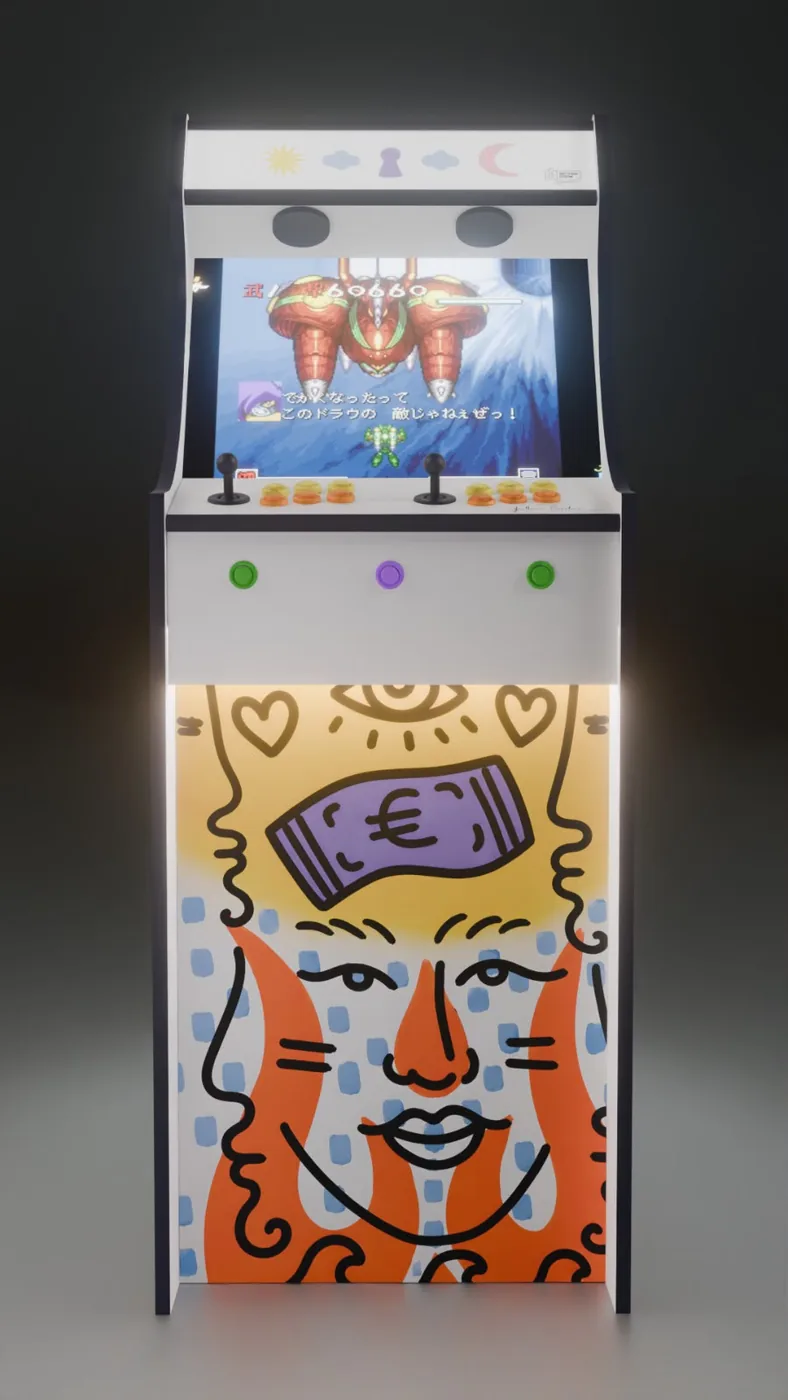 Visuel 3D de la borne Classic « Azur Chérie » de Guillaume Cavalier — Art'cade Design Signature