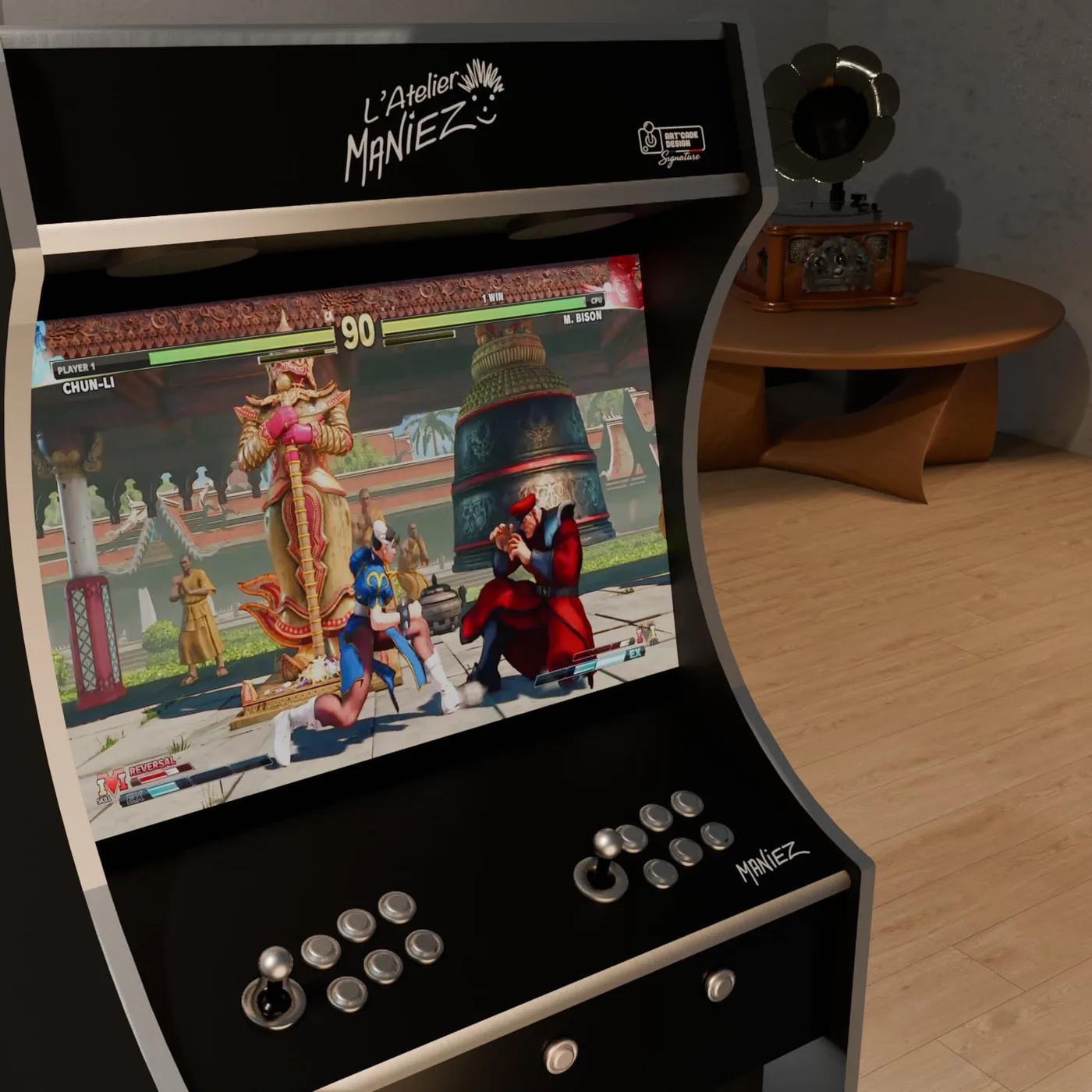Borne d'arcade XL noir mat de la collaboration Eddy Maniez — Art'cade Design Signature